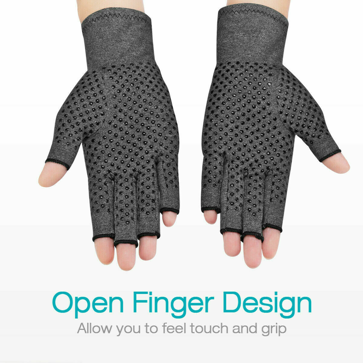 2 Pair Copper Compression Glove Hand Support Brace Medical Arthritis Pain Relief