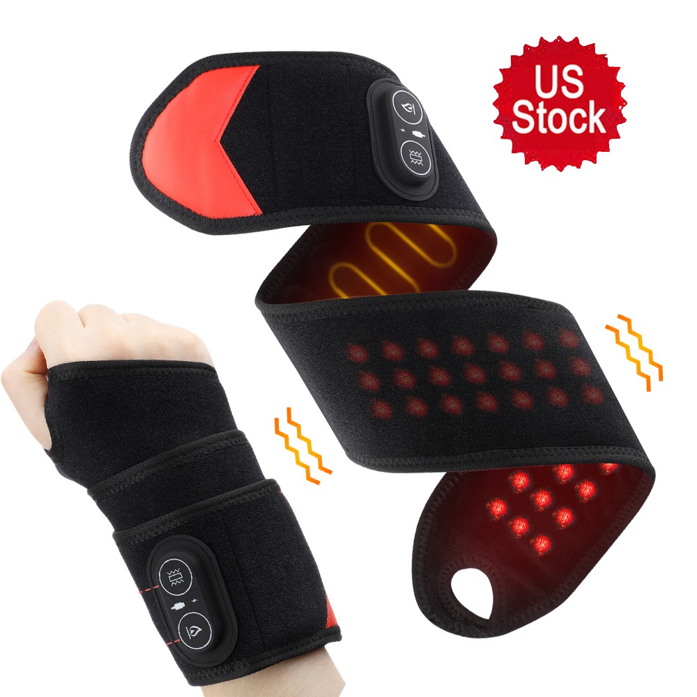 Cordless Wrist Hand Heating Pad Massage for Carpal Tunnel Red Light 660-830nm US