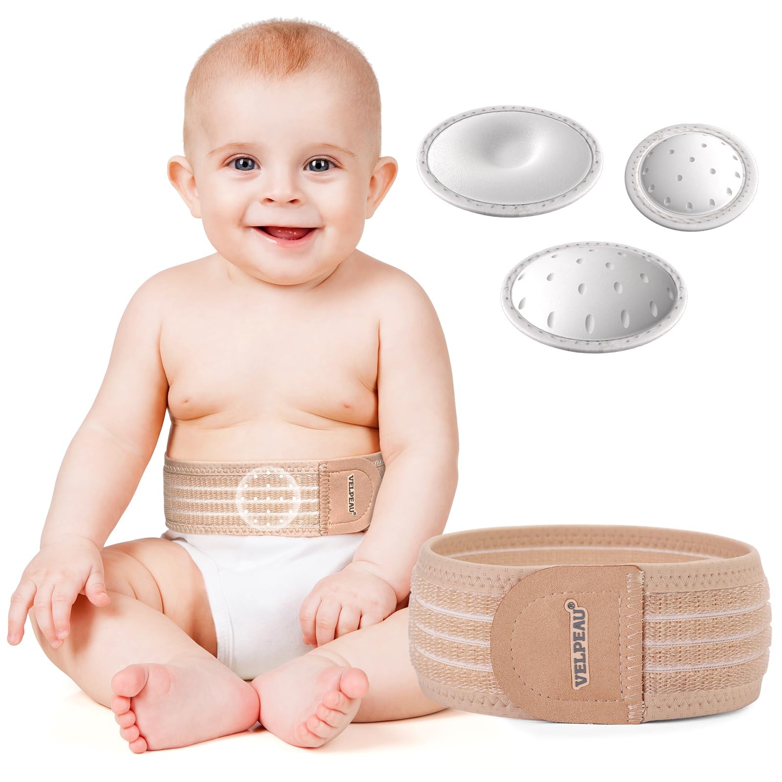 Velpeau Umbilical Hernia Belt Baby Newborn -with 3 Different Shaped Compressi…