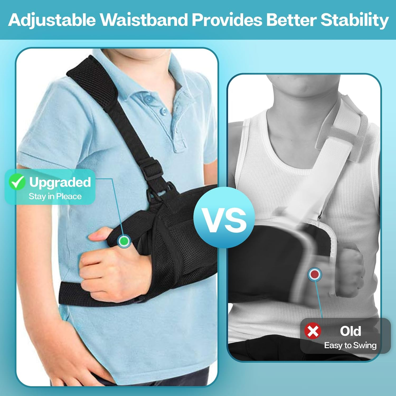 Sling for Broken Arm, Arm Sling with Waist Strap, Padded Support Shoulder Immobi