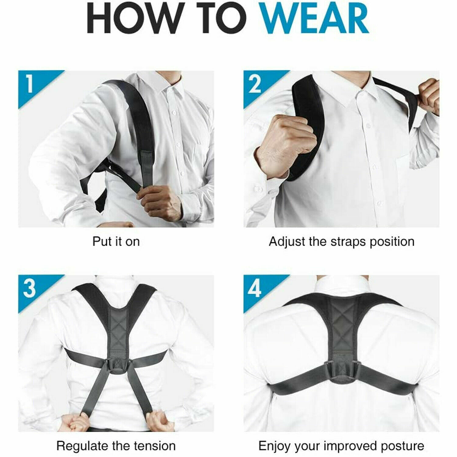 Posture Corrector Back Shoulder Support Correct Brace Adjustable Belt Men Women