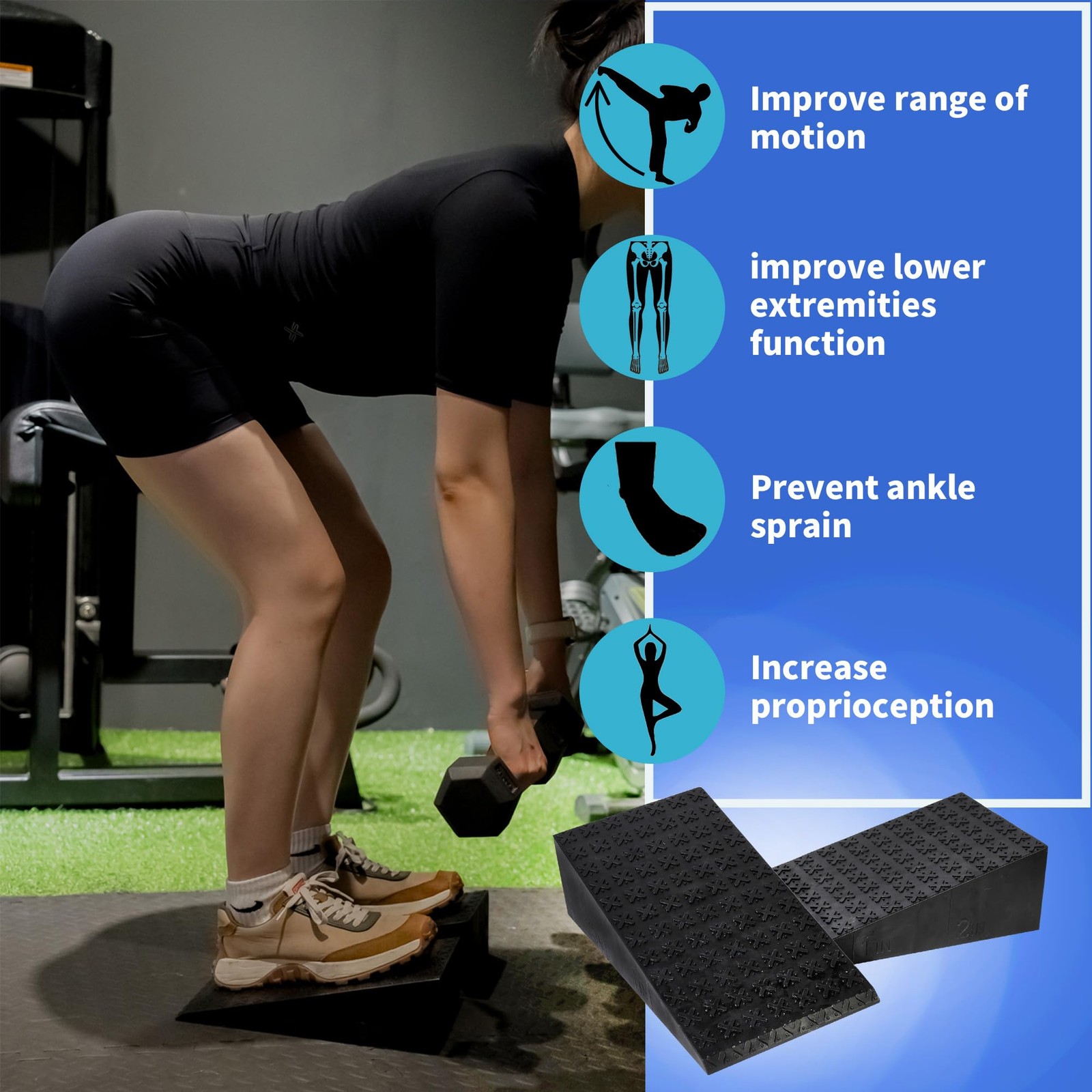 2 PCS Squat Wedge – Durable Slant Board for Calf Stretching, Can Black