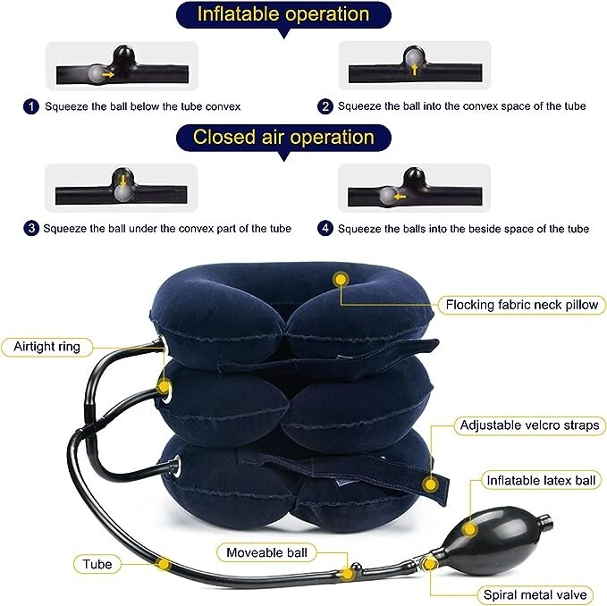 Cervical Neck Traction Device for Neck Pain Relief-Inflatable-Neck Pillow
