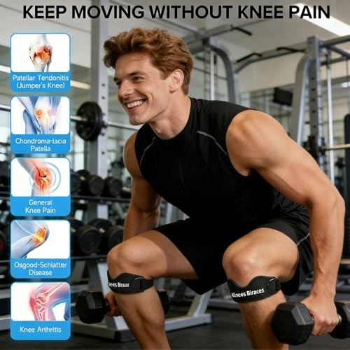 Patellar Tendon Support Strap 2 Pack – Knee Brace for Pain Relief & Stability, M