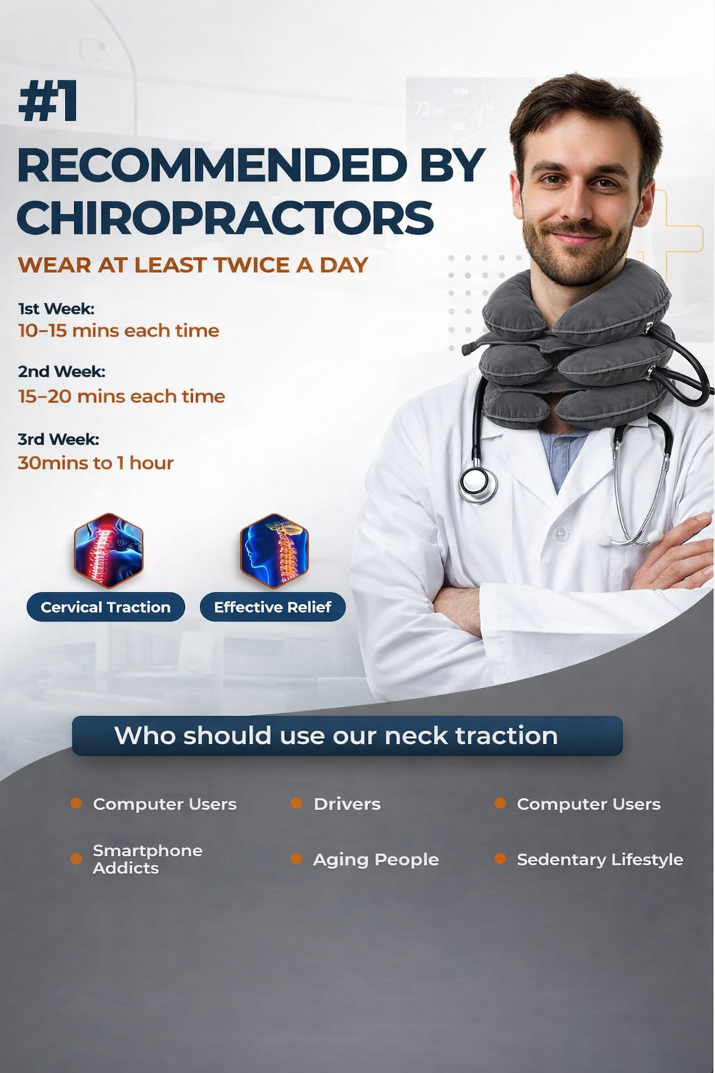 Neck Stretcher & Cervical Traction Device – Neck Brace for Pain Relief and Suppo