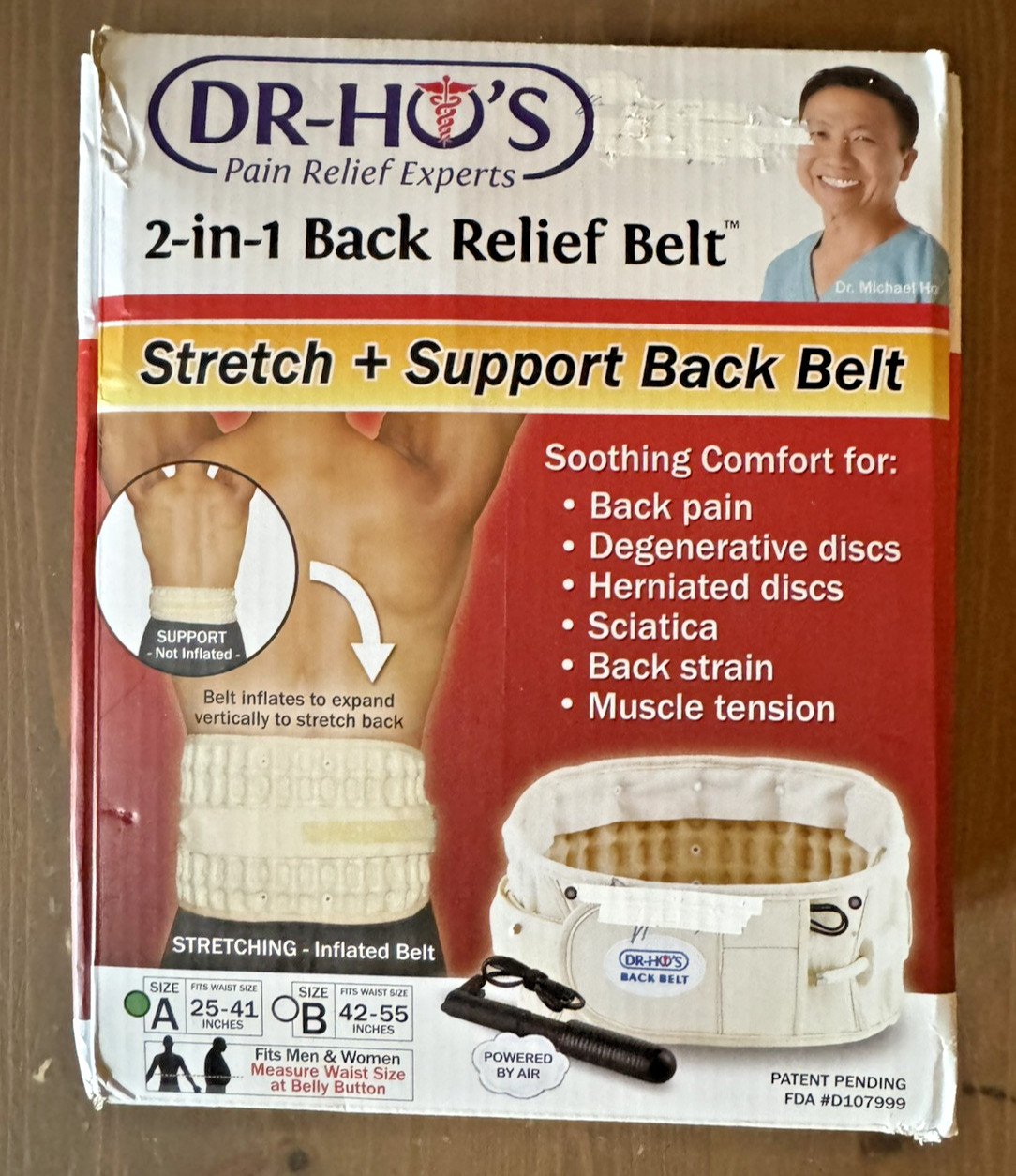 DR-HO’S 2 in 1 Back Relief Stretch and Support Belt COMPLETE Size A 25-41 inches