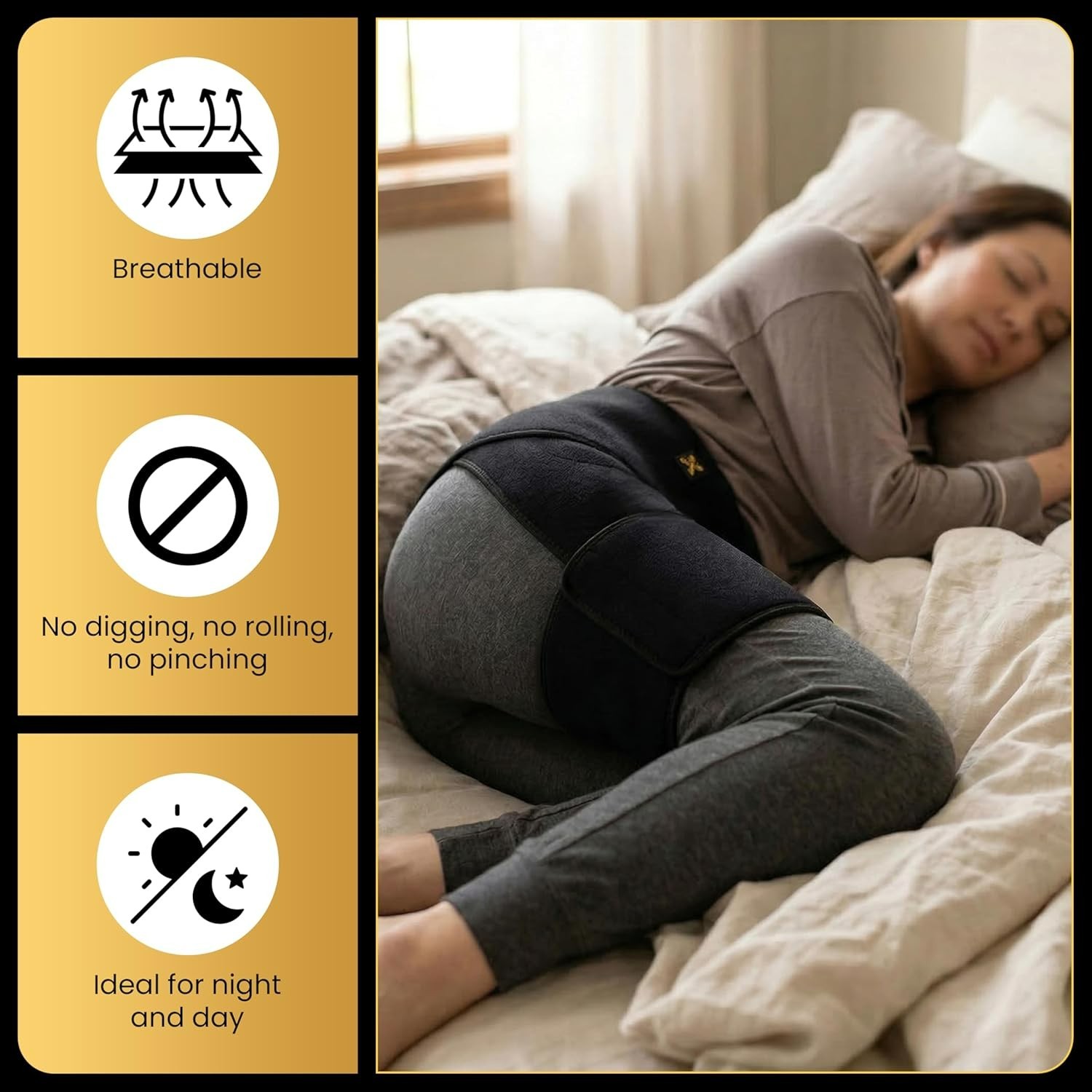 Breathable Adjustable Hip Compression Brace for Active Adults, One Size Fits All