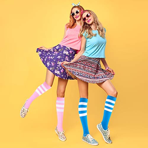 Syhood 6 Pairs Neon Knee High Socks Stretchy Roller Skate One Size Bright Color