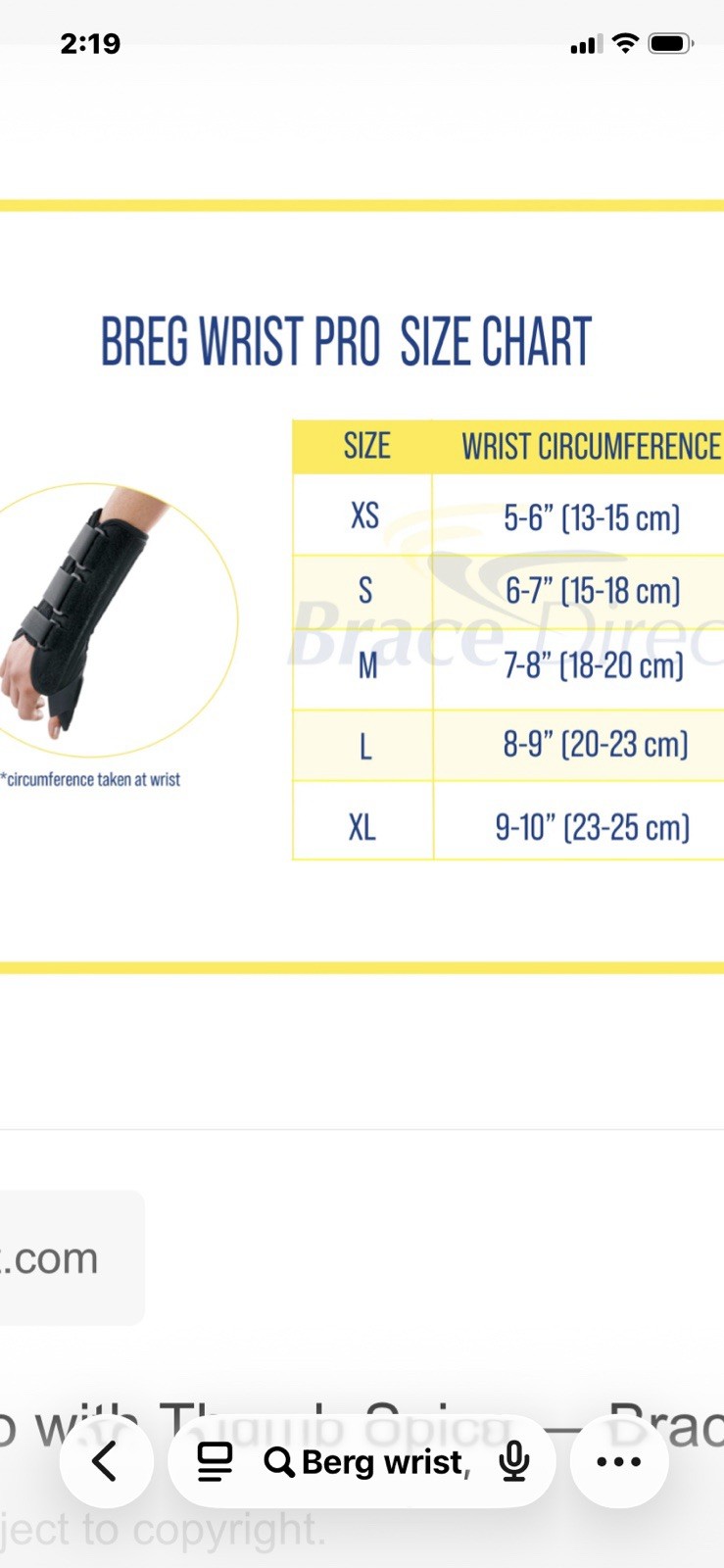 BREG Wrist PRO TSPICA Brace Size Large RIGHT Wrist with Thumb Spica 8-9”NEW