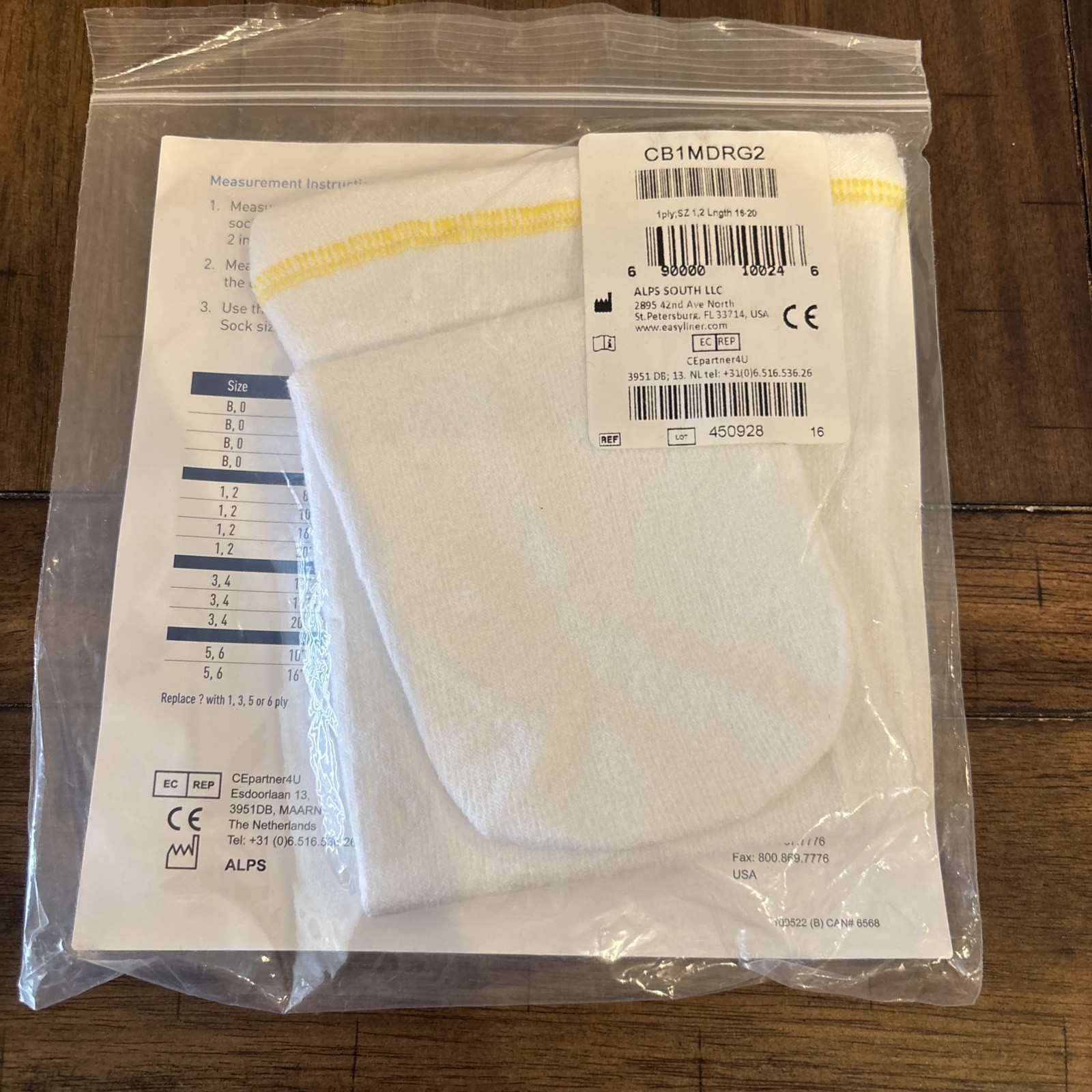 1 New CoolBlue Prosthetic Sock 1 Ply Size 1,2 Length 16-20