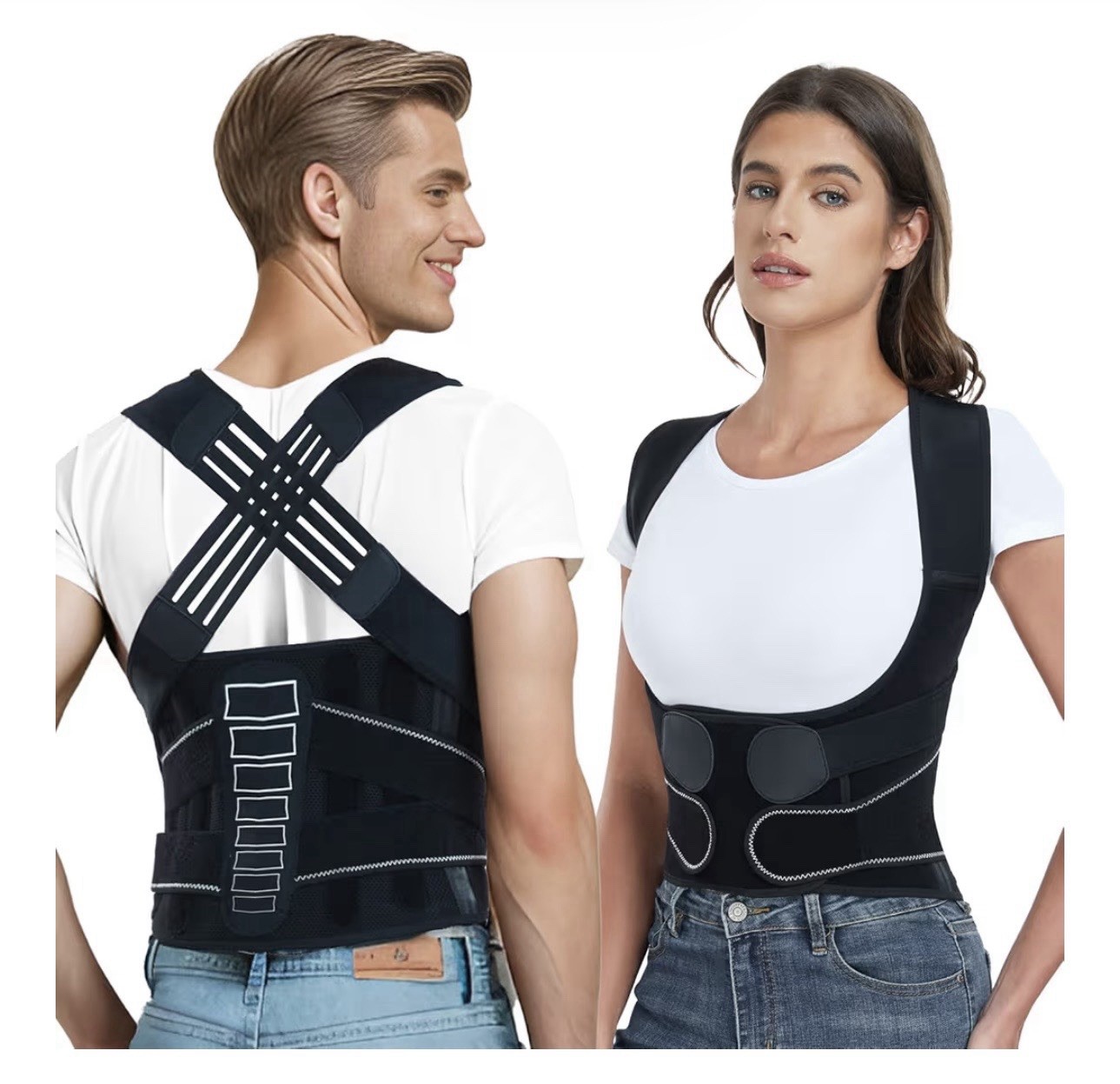 Back Brace Posture Corrector for Women and Men with Spine Verti(M-Waist 32″-39″)