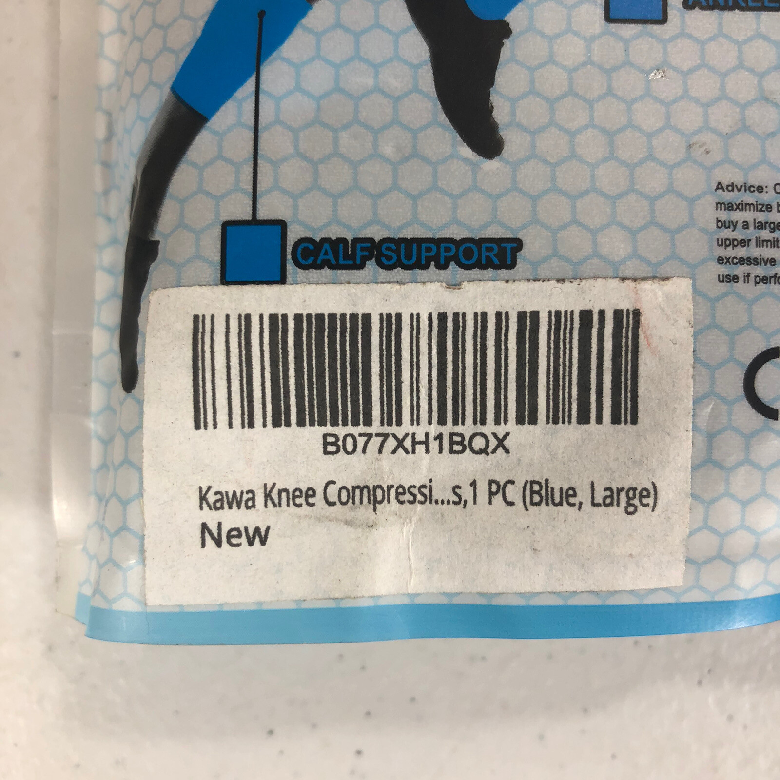 2 Pack KAWA Knee Compression Sleeve, LARGE 48-55cm BLACK Stretch Fabric Athlete