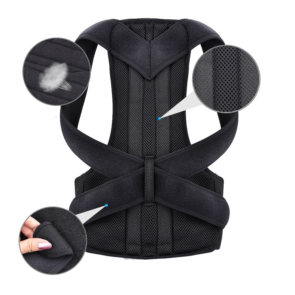 Adjustable Back Support Posture Safety Brace Shoulder Belt Vest Strap Black Belt