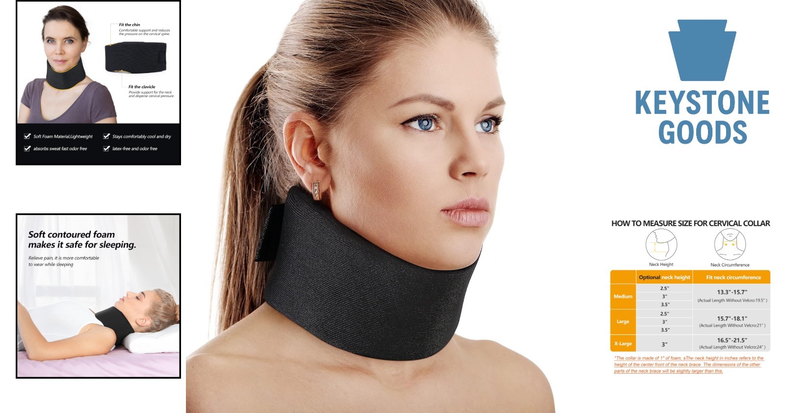 Adjustable Soft Foam Cervical Neck Brace for Pain Relief & Support