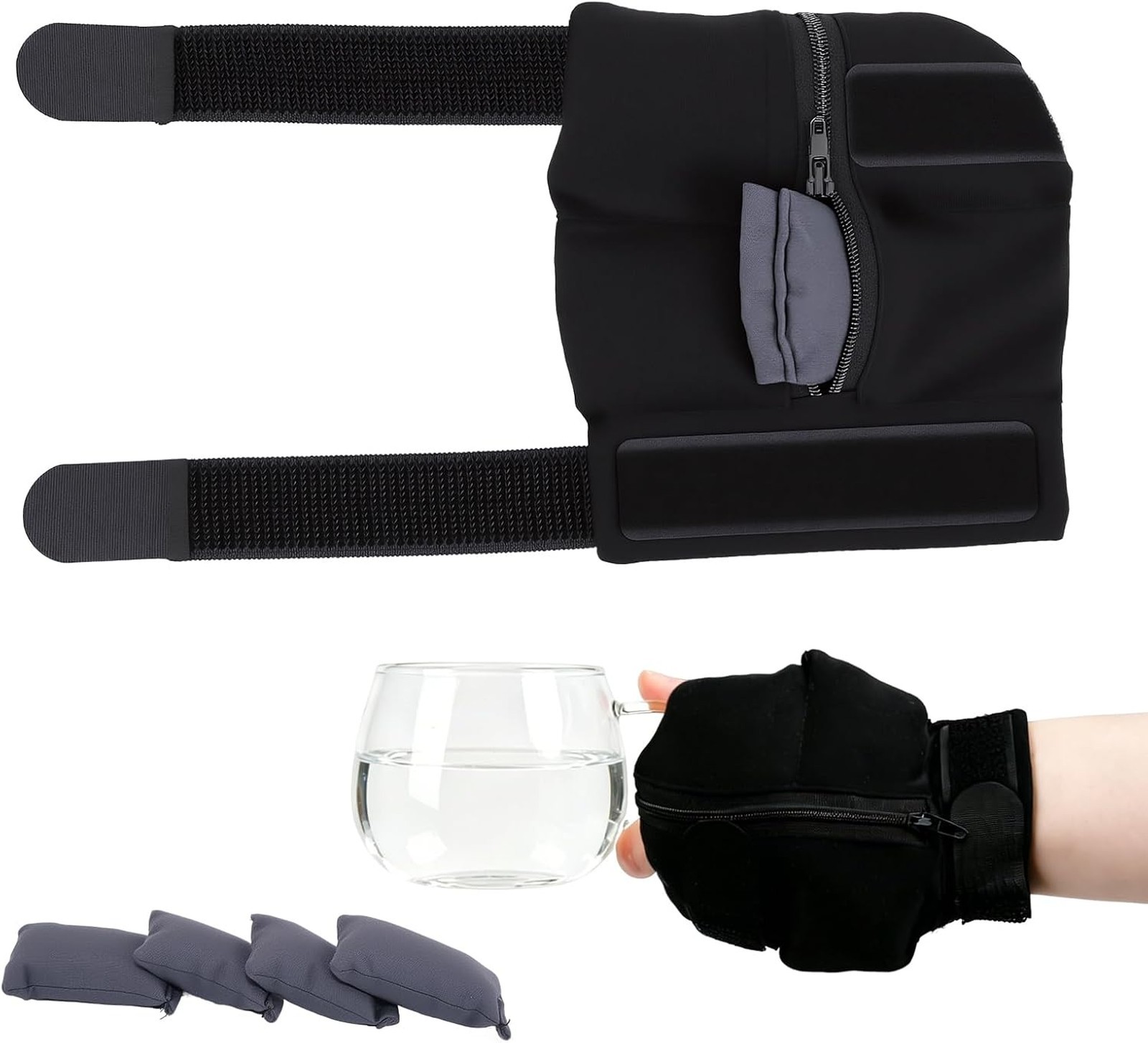 Weighted Gloves Adjustable Hand Tremor Support for Hand and Wrist Mobility