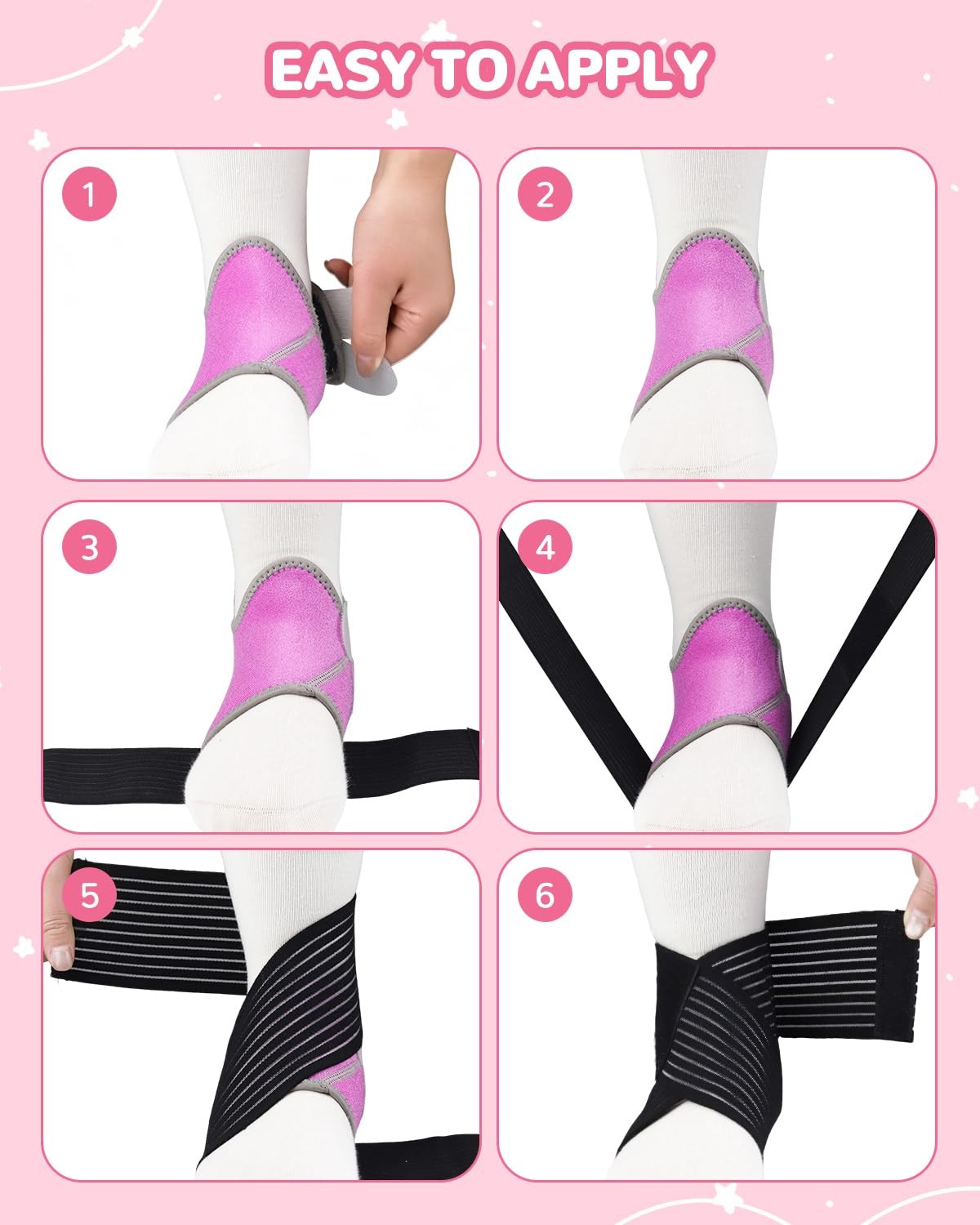 6 PCS Kids Ankle Brace Set Support Wraps Knitted Sleeve Sprains Small Size