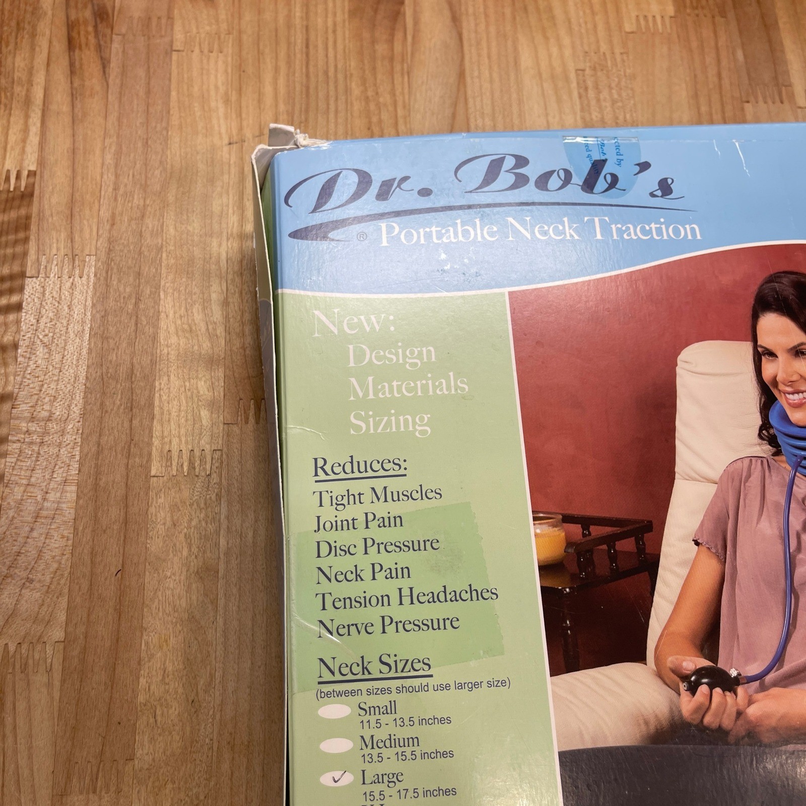 Dr. Bobs Portable Neck Traction Device Large Blue Inflatable Cervical Relief