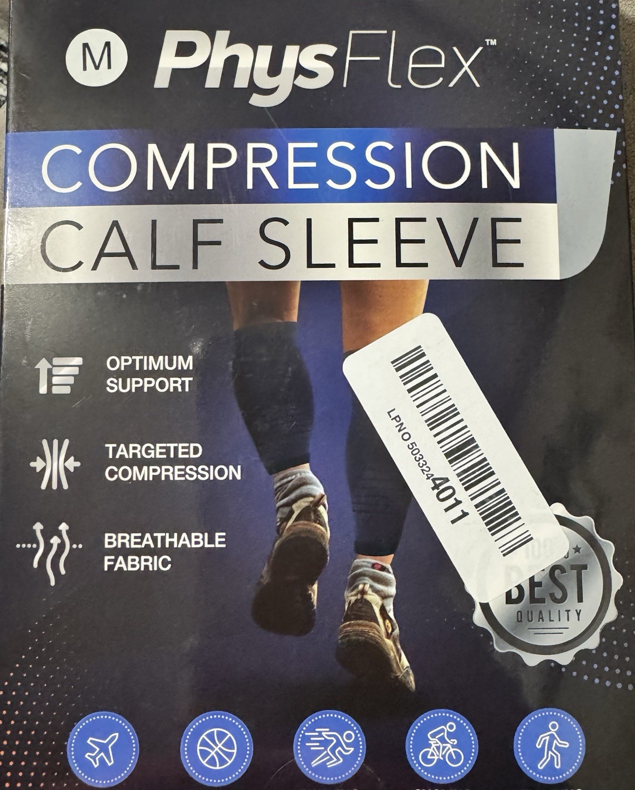 2 Pack Physflex Compression Calf Sleeves Medium Unisex