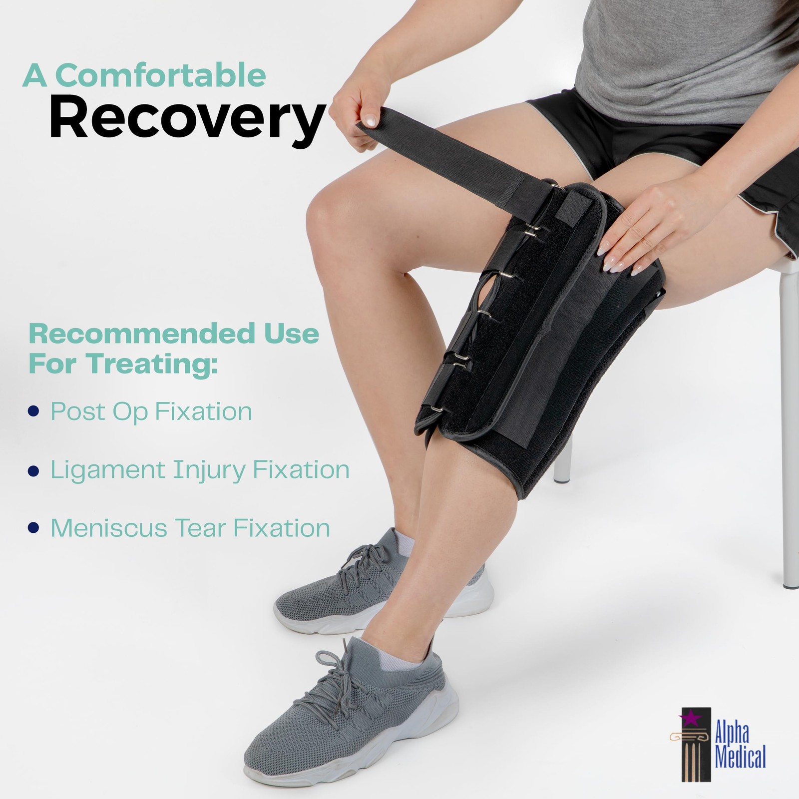 14” Long Adjustable Three Panel Orthopedic Knee Immobilizer – Supportive & Adjus