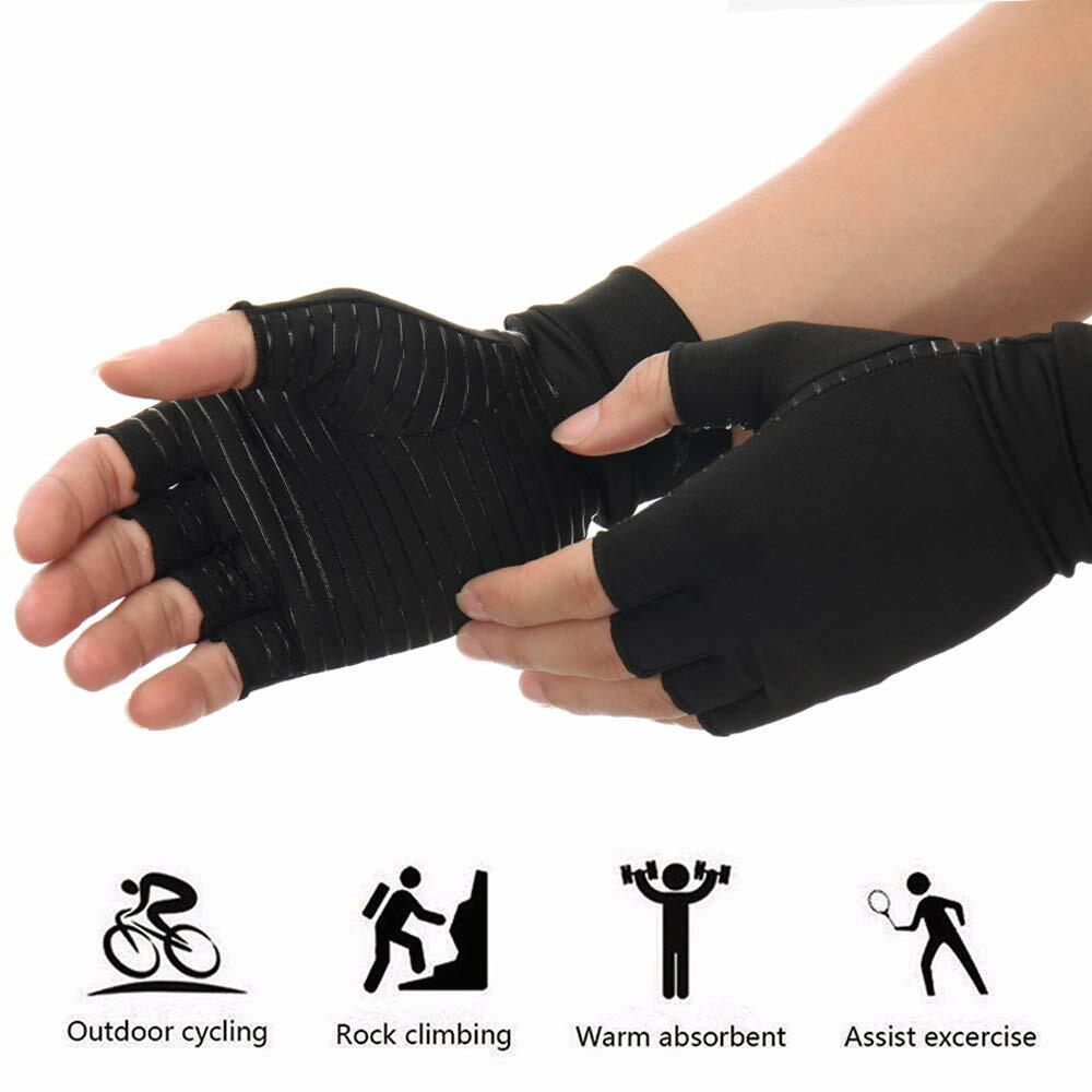 Copper Anti Arthritis Compression Gloves Wrist Support Hand Pain Relief Therapy