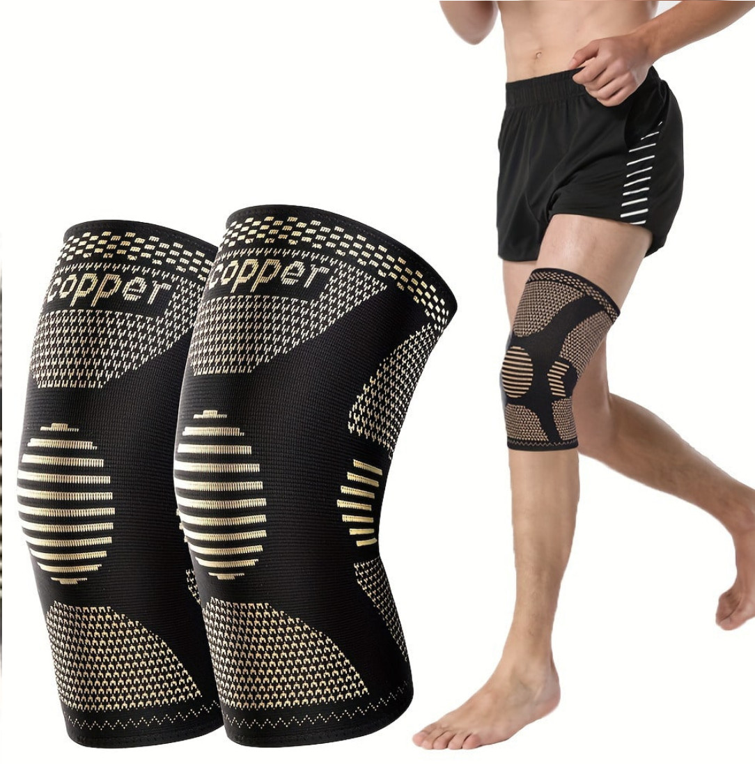 2 Pcs Copper Knee Compression Sleeve Plus Size Joint Support Running Gym Unisex