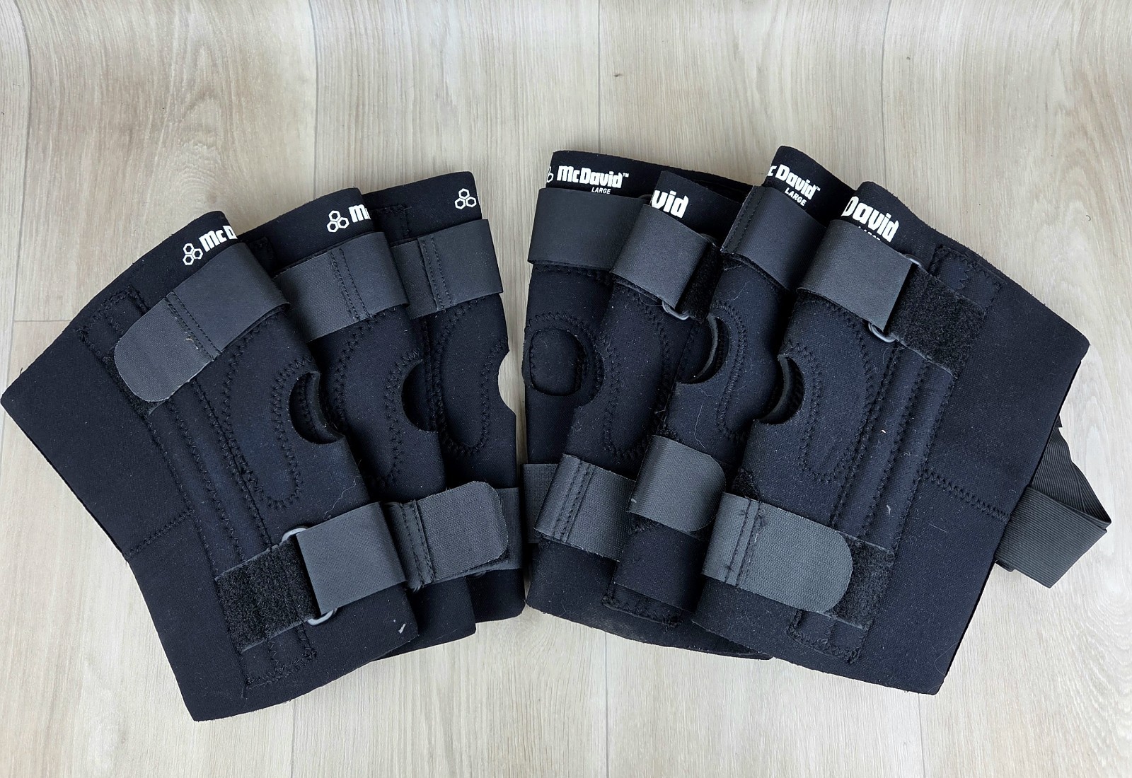 Lot of 7 McDavid Knee Braces Support Adult Size LARGE Adjustable Straps