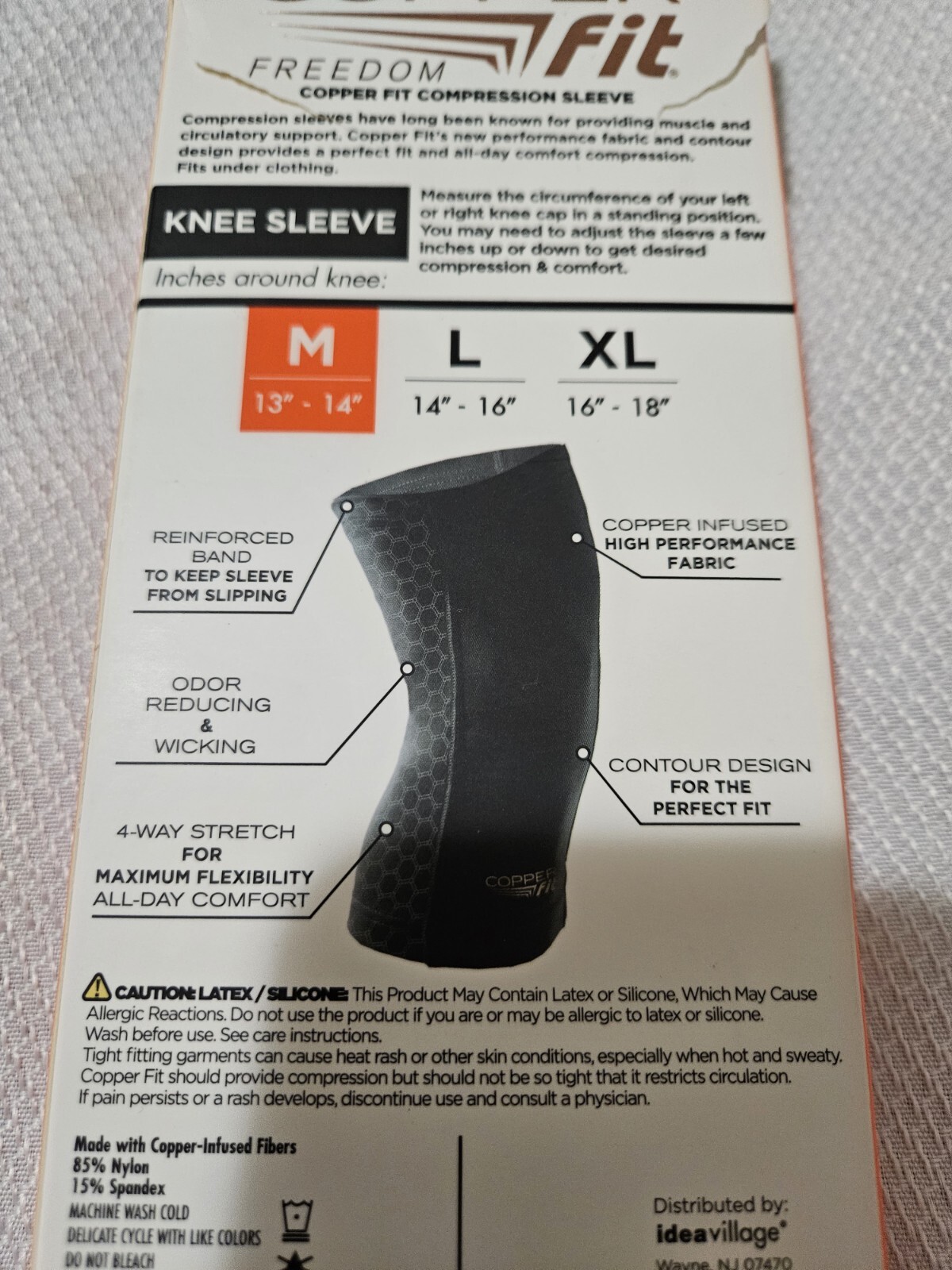 Copper Fit Freedom Knee Compression Sleeve Unisex Medium 13″ to 14″ Black New E4