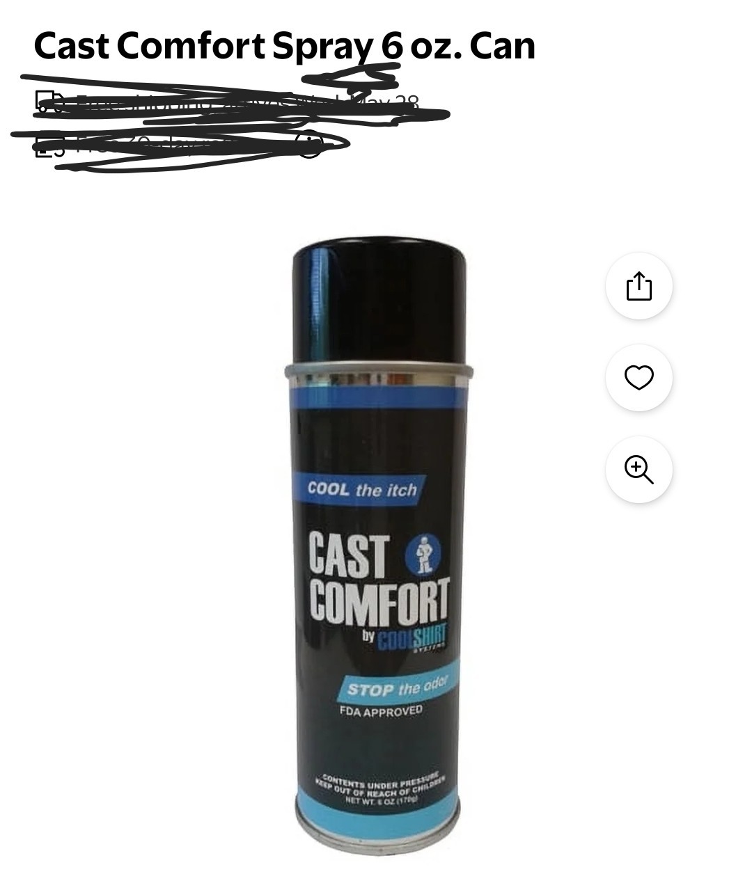 Cast Relief Cooling Aerosol Spray For Itches Under Cast And Splints