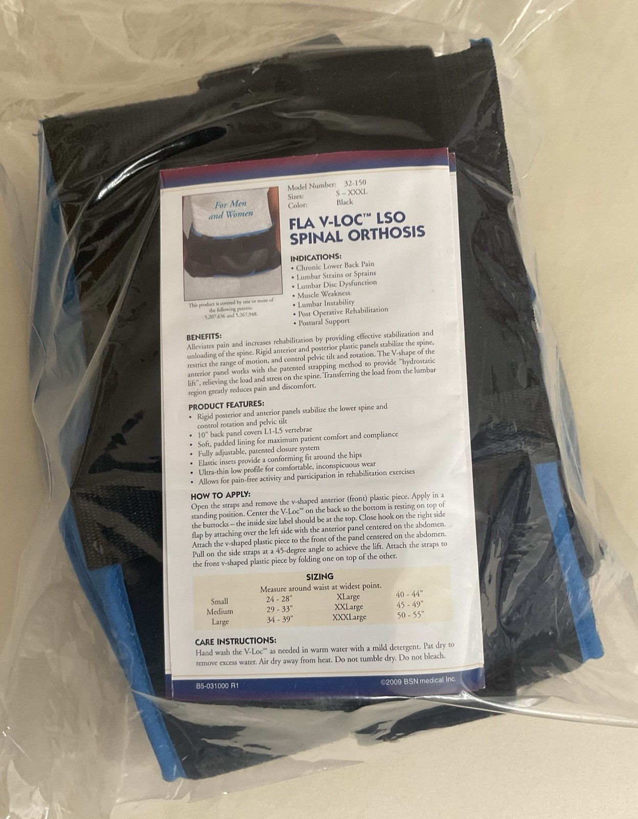 FLA V-Loc LSO Spinal Orthosis, X-Large