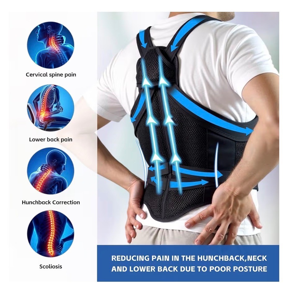 MARZONY Back Brace Posture Corrector Adjustable Full Back Support Black Small
