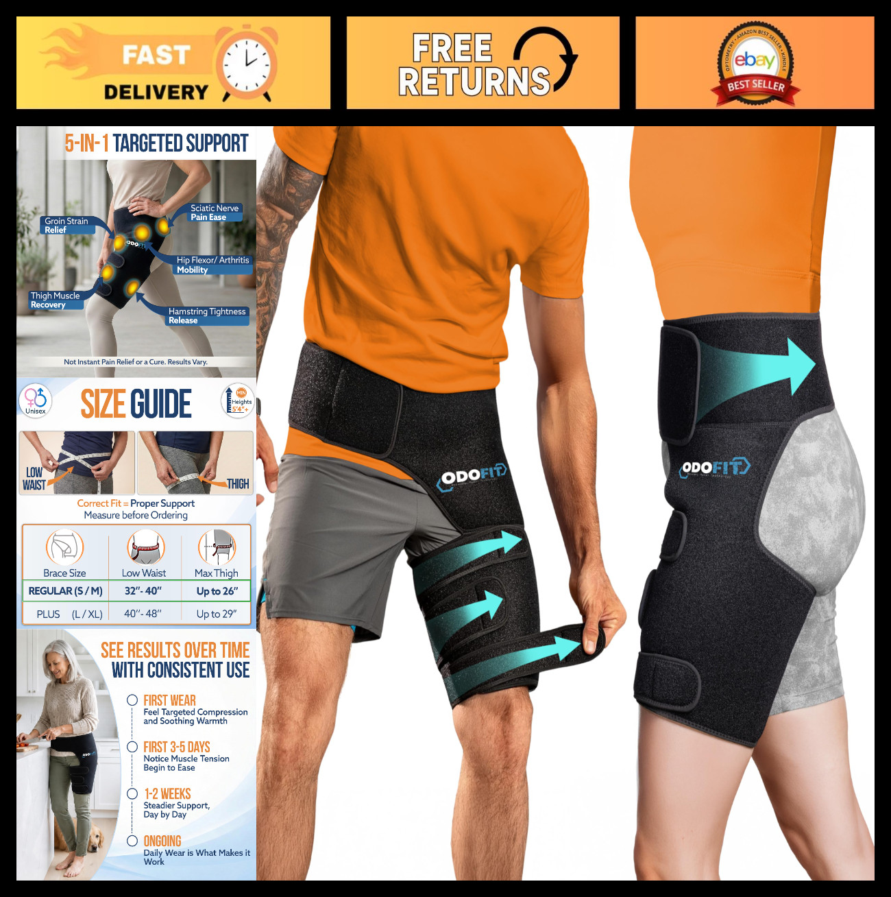 5-in-1 Hip Brace for Sciatica Pain Relief | Adjustable Support for Men & Women