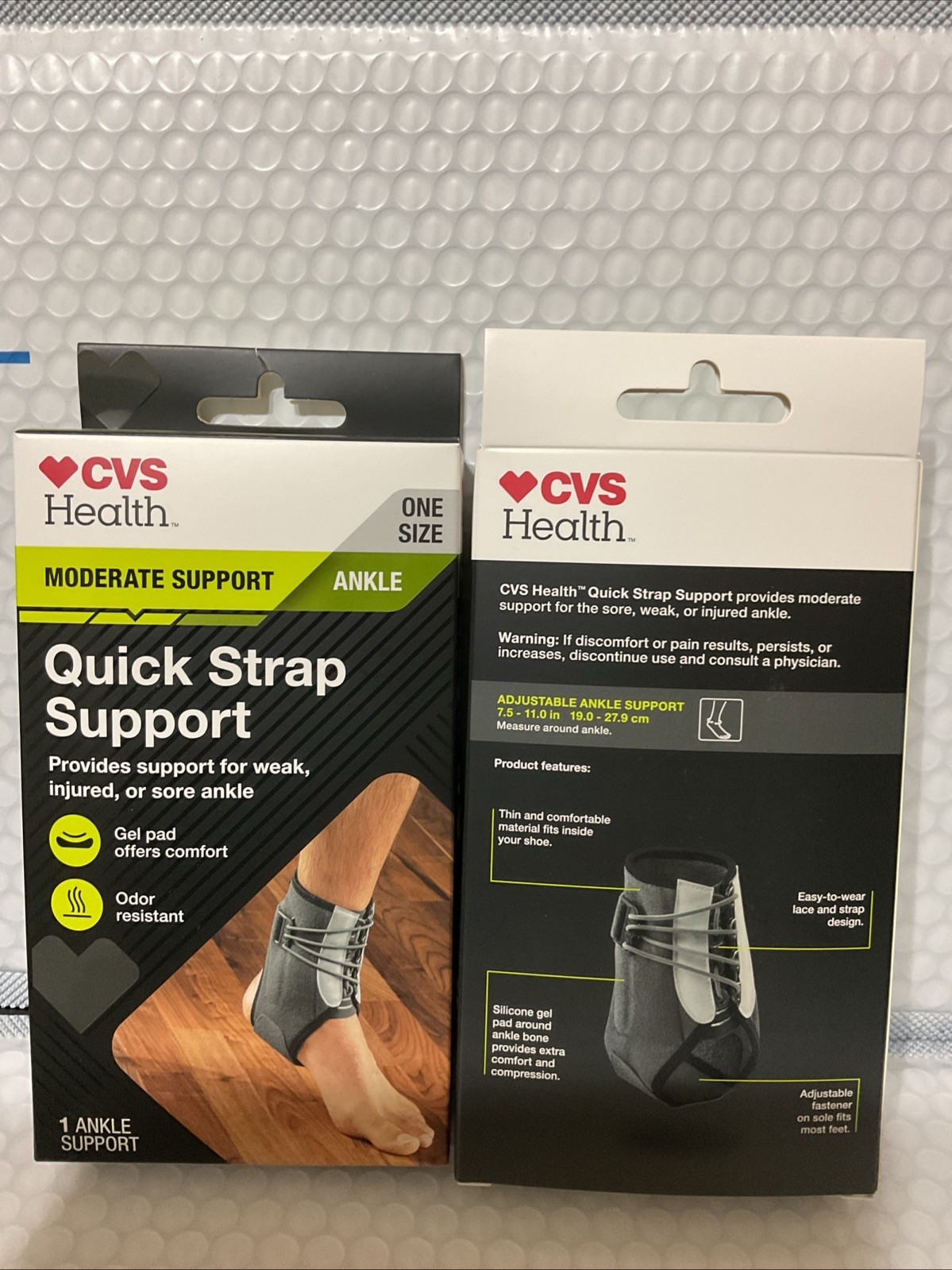 2x CVS Health Moderate Support Ankle Quick Strap Support One Size