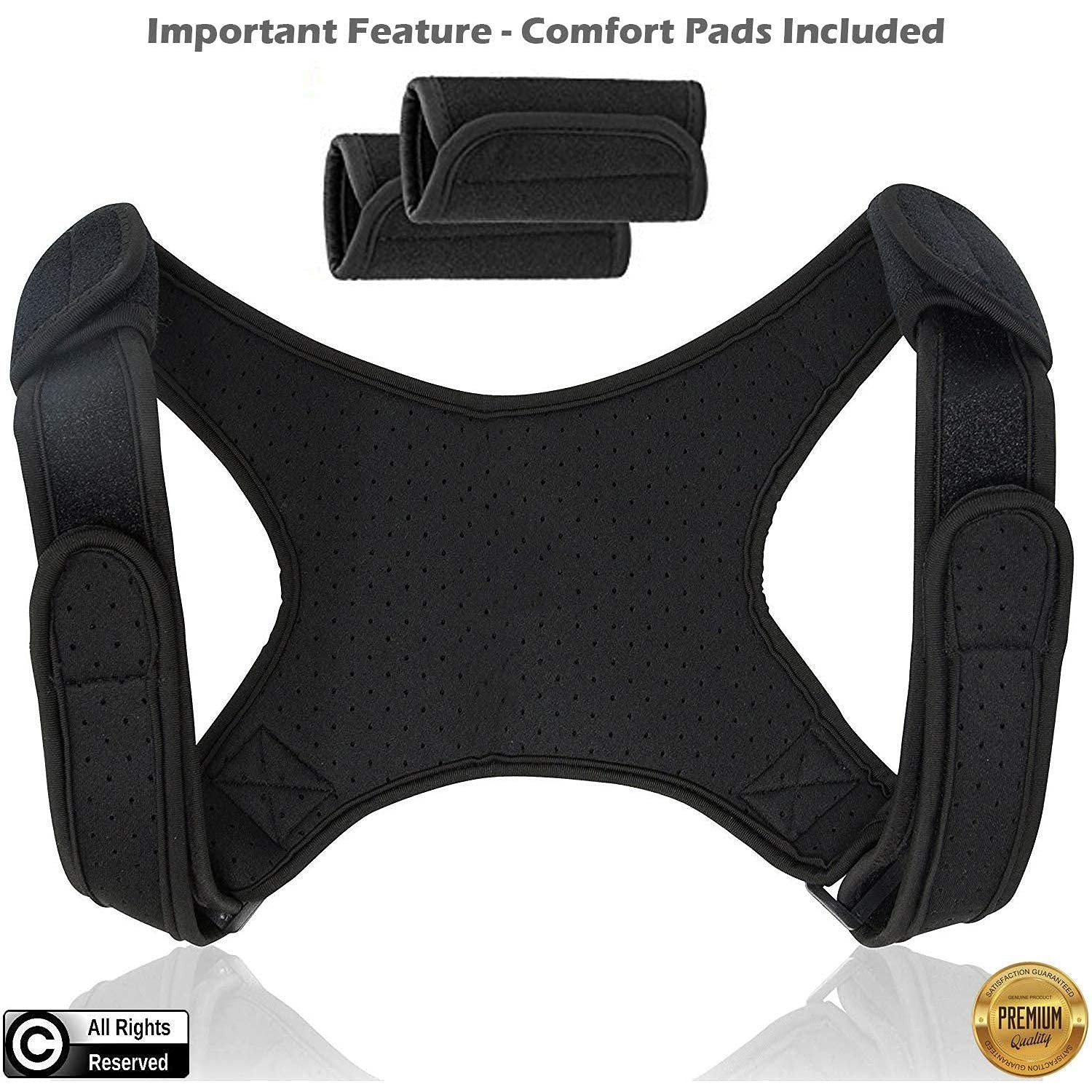 POAGL Adjustable Posture Corrector Brace for Men – Universal Fit, Black