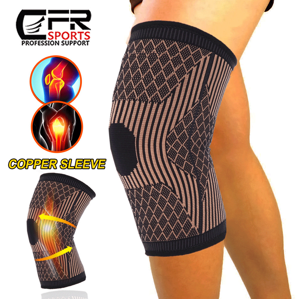 CFR Knee Sleeves Copper Silver Compression Brace Support Sport Joint Injury Pain