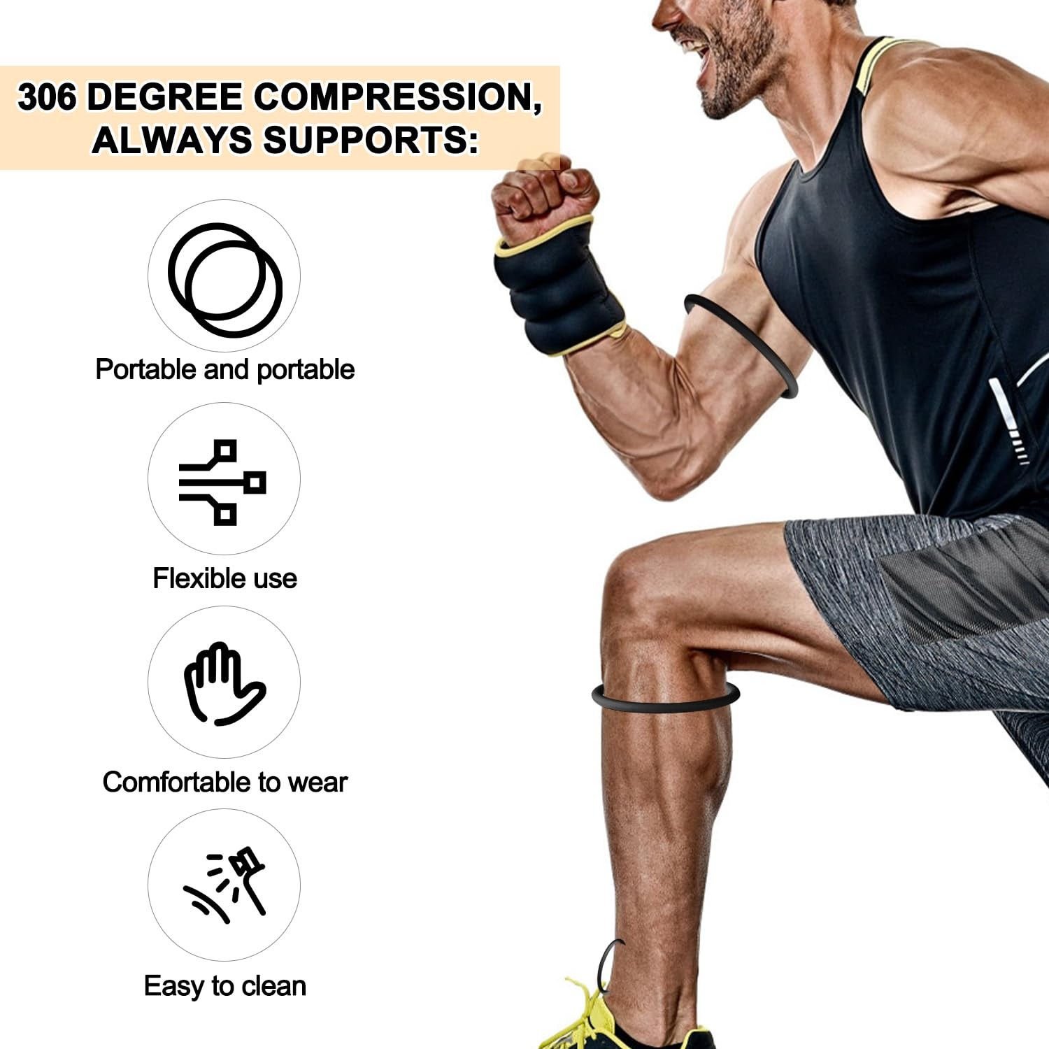 4 Pcs Patellar Tendon Support Strap, Silicone Knee Band Flexible Patella Knee