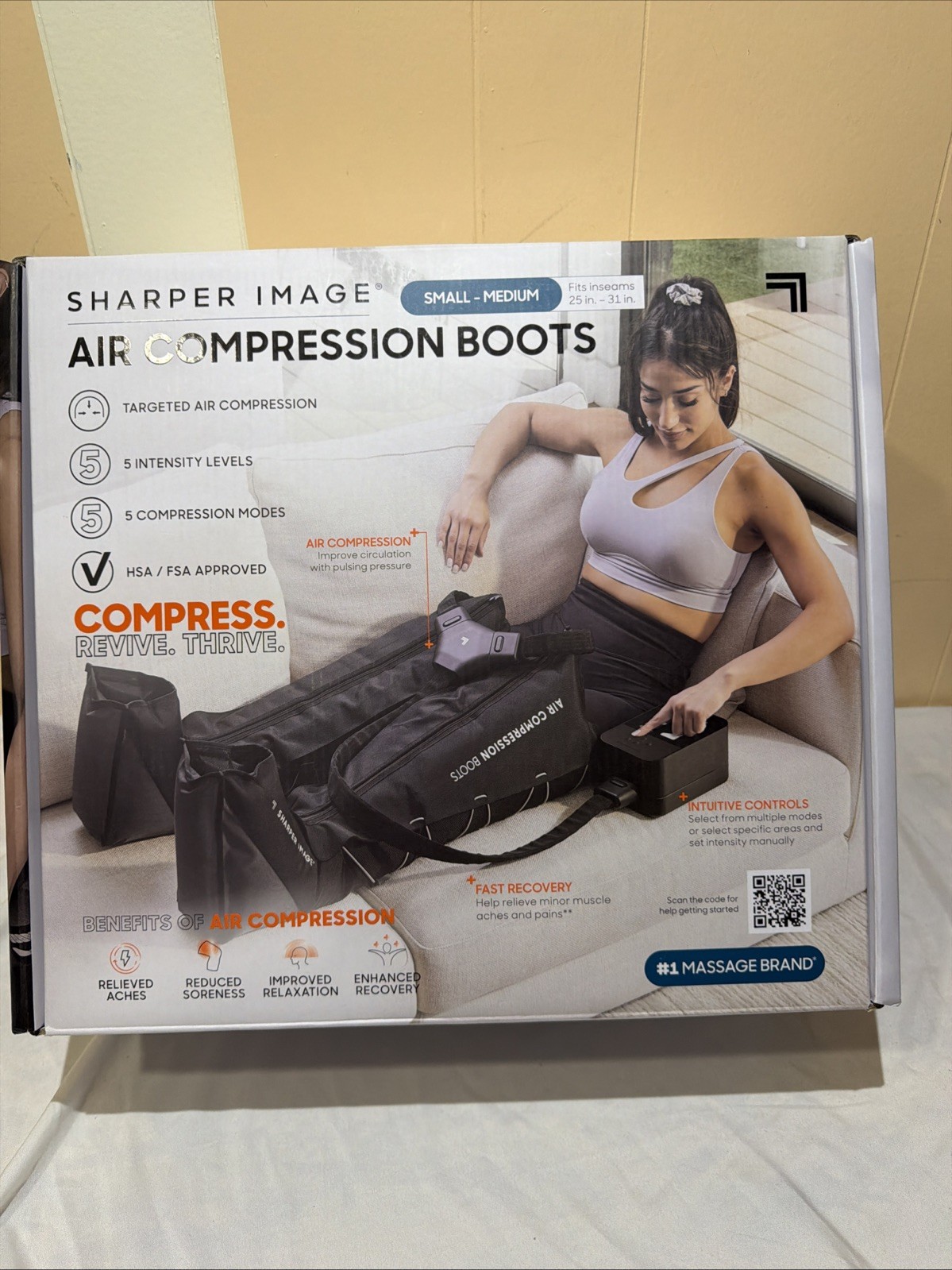 SHARPER IMAGE Air Compression Boots Small-Medium Muscle Massager. Black. New
