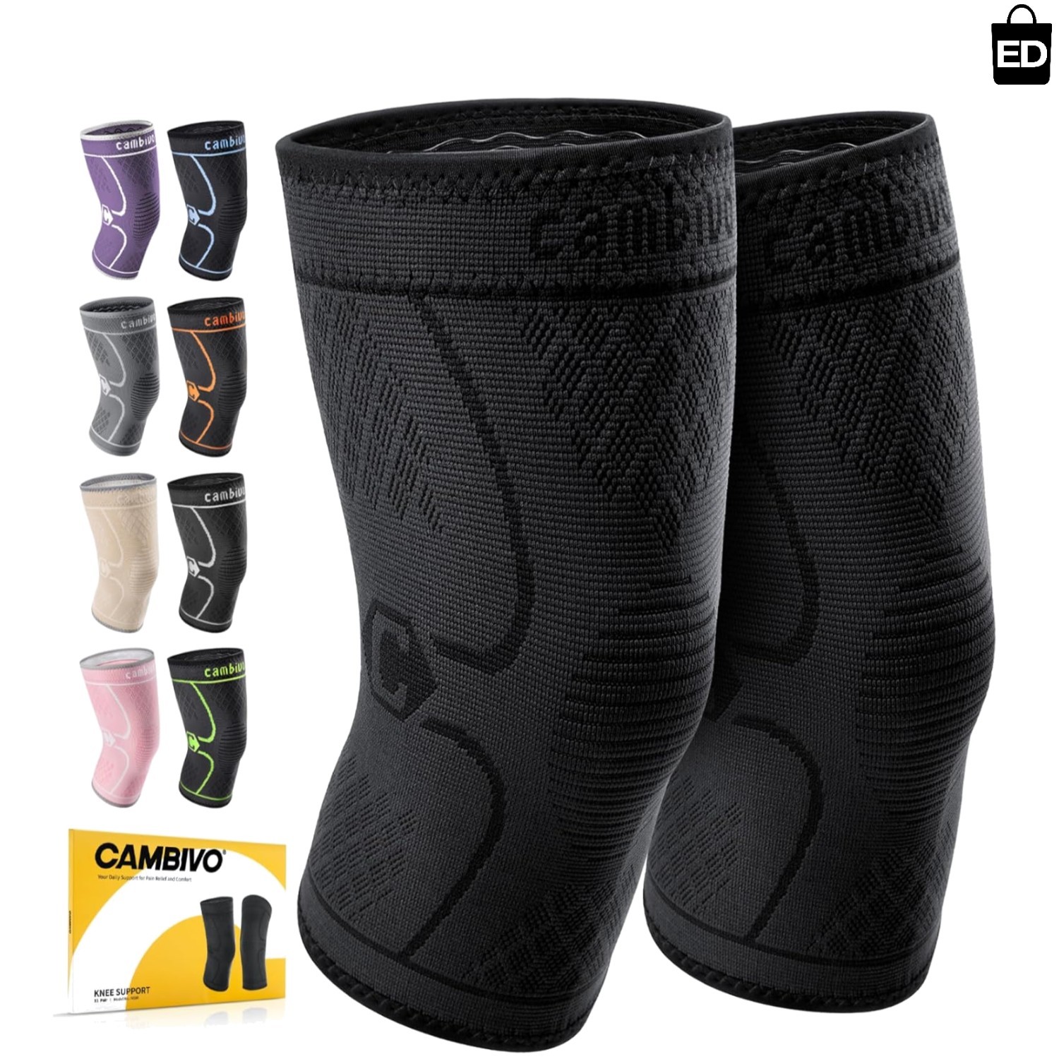 Ergonomic Knee Sleeves – 2 Pack Support for Running, Weightlifting, & Daily Use