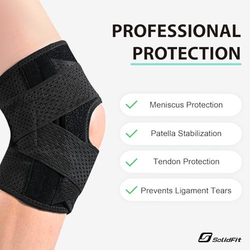 Knee Brace with Side Stabilizers for Meniscus Tear,Adjustable Knee Large Black