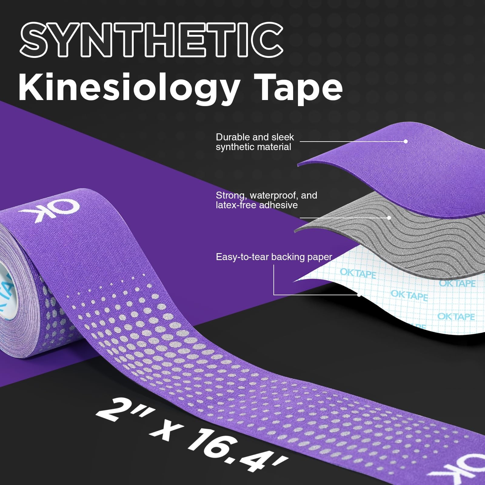 OK TAPE Synthetic Kinesiology Tape, Elastic Physical Therapy Athletic Tape | …