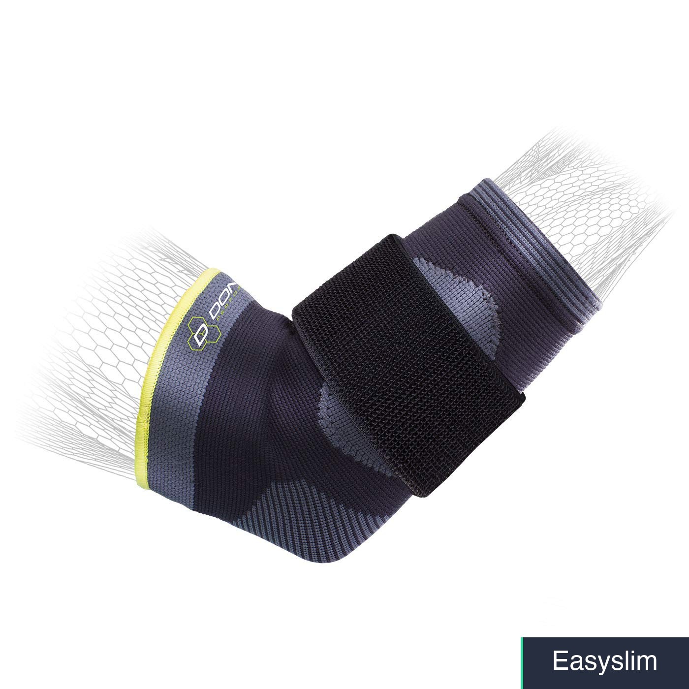 Knit Elbow Compression Sleeve with Forearm Strap, Black, Medium, Stretch
