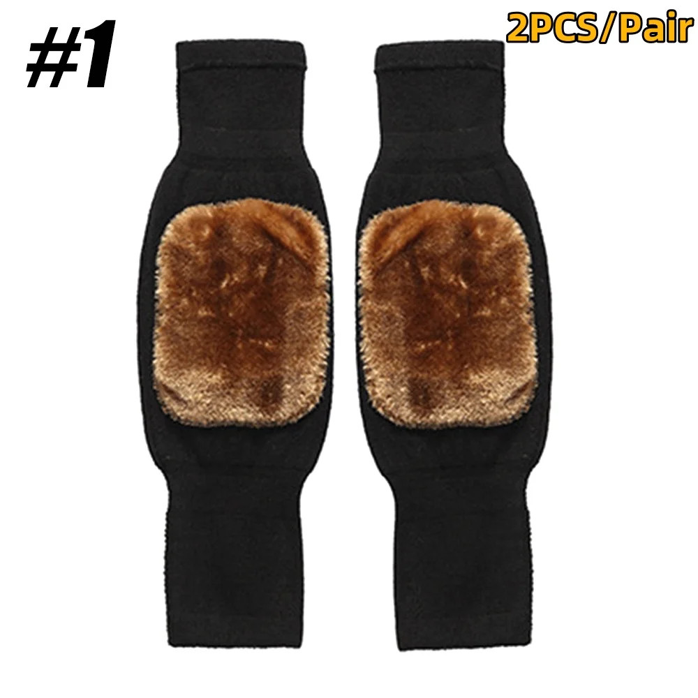 1Pair Unisex Cashmere Wool Knee Brace Pads Winter Windproof Leg Warmers Thicken