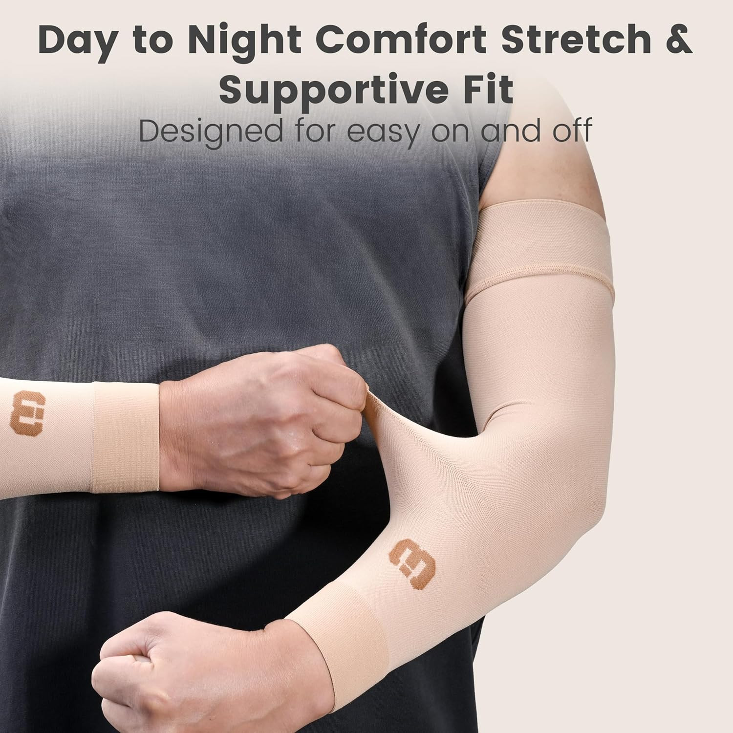 Lymphedema Compression Arm Sleeve for Women Men, Opaque, 15-20 Mmhg Compression