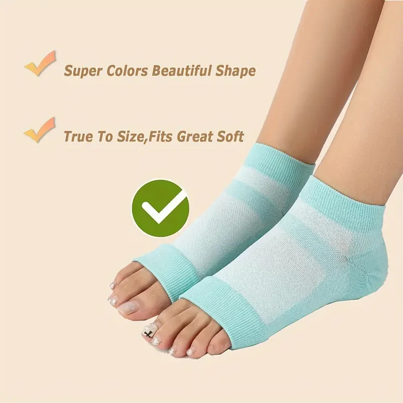3 Pairs Ankle Brace Compression Sleeve, Open Toe Copper Sock Size S/M