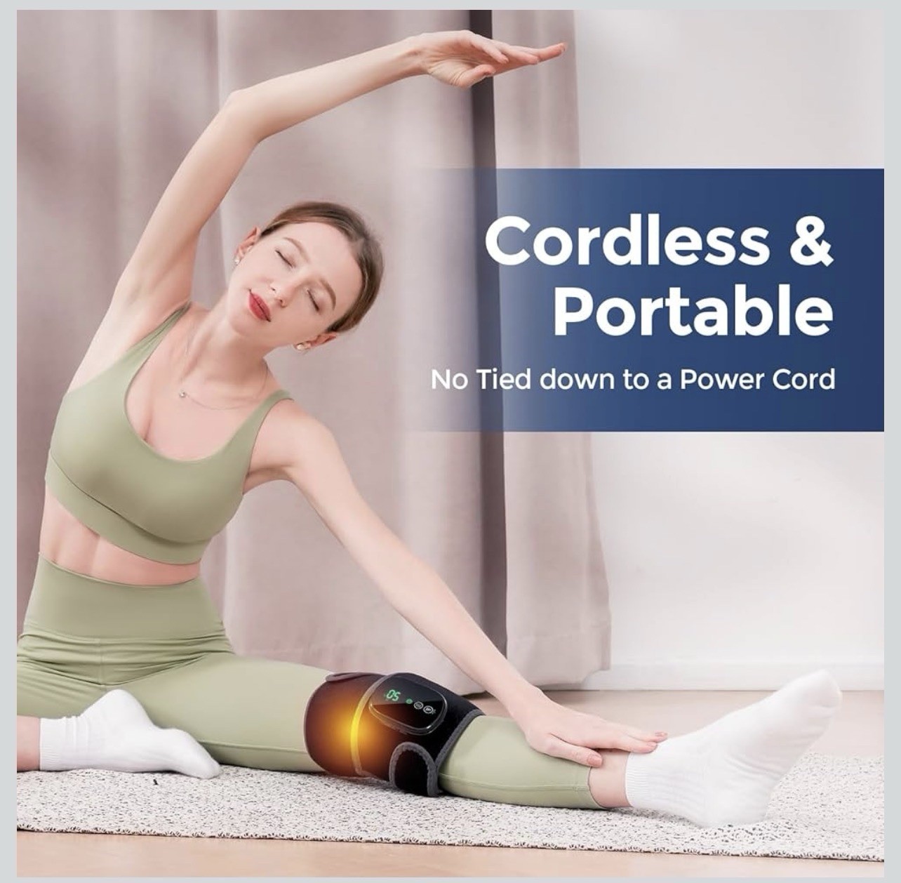 HOMRELEXA Cordless Heated Knee Massager, 3in1 Heating Pad with 3 Vibration an…