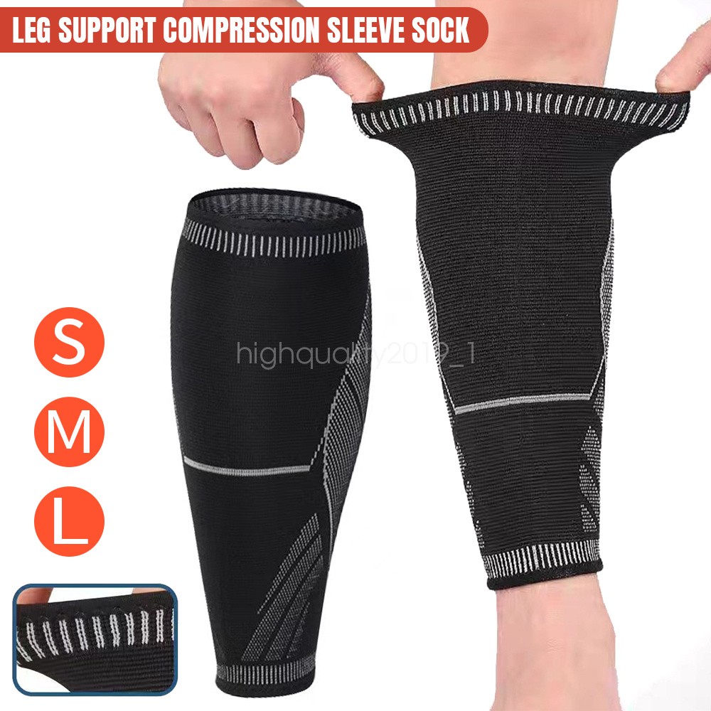 Calf Running Compression Sleeve Leg Sock Shin Splint Support Brace Guard Sports