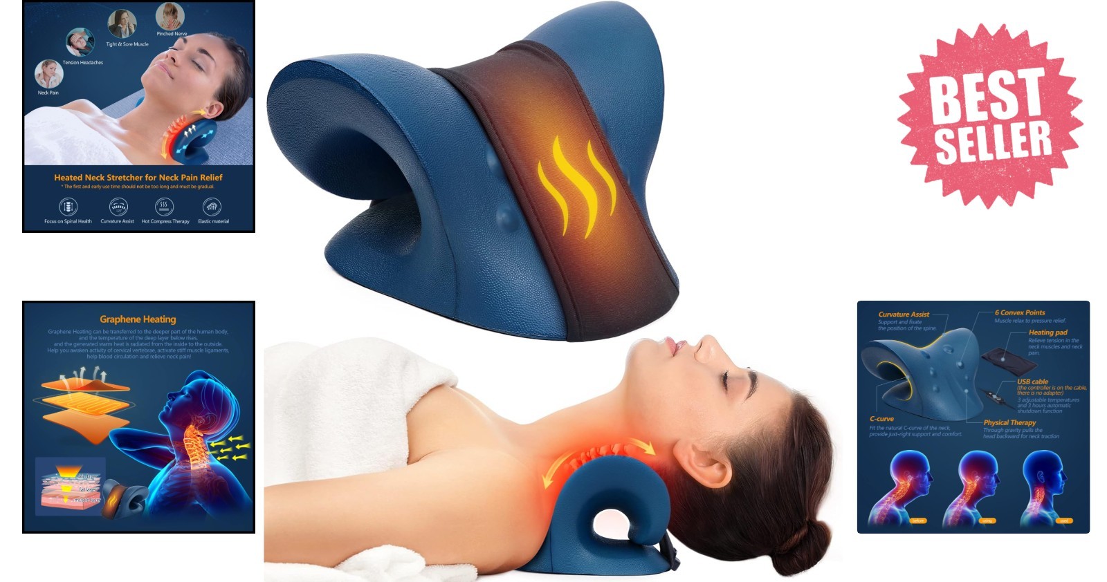 Heated Neck Stretcher with Graphene Pad – Instant Relief for Neck Pain