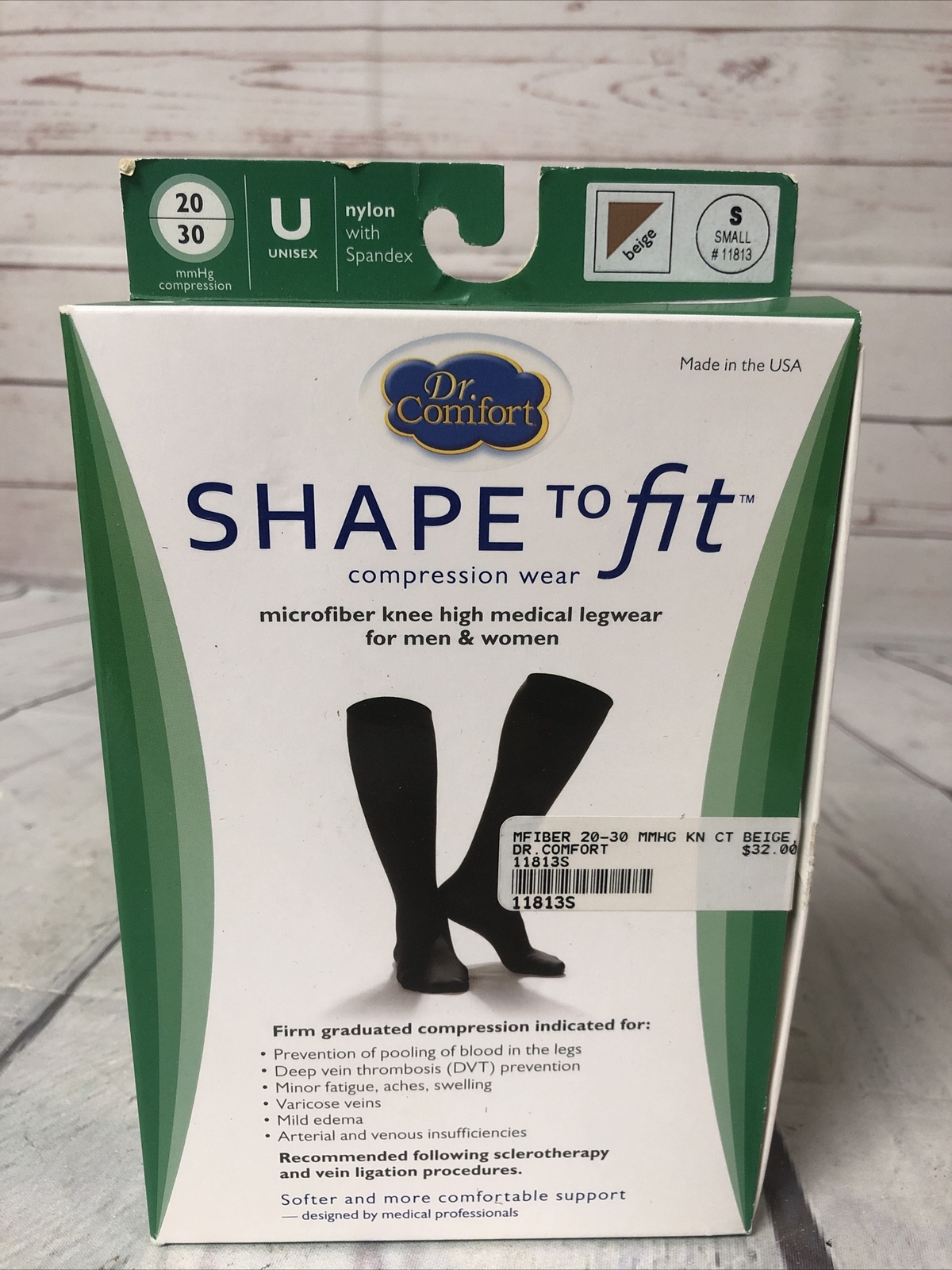 Dr. Comfort Shape Fit 20-30 mmHg Unisex Compression Stockings small beige Knee
