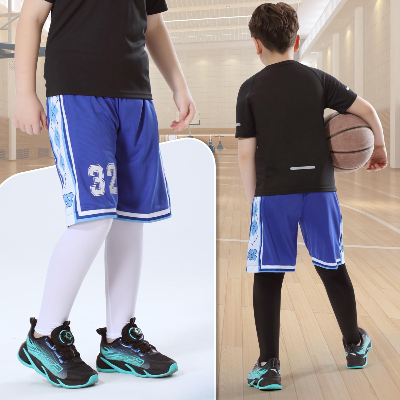 Newbyinn Kid Leg Sleeve 2 Pairs, Long Compression Leg Sleeve for Youth Boy Girl