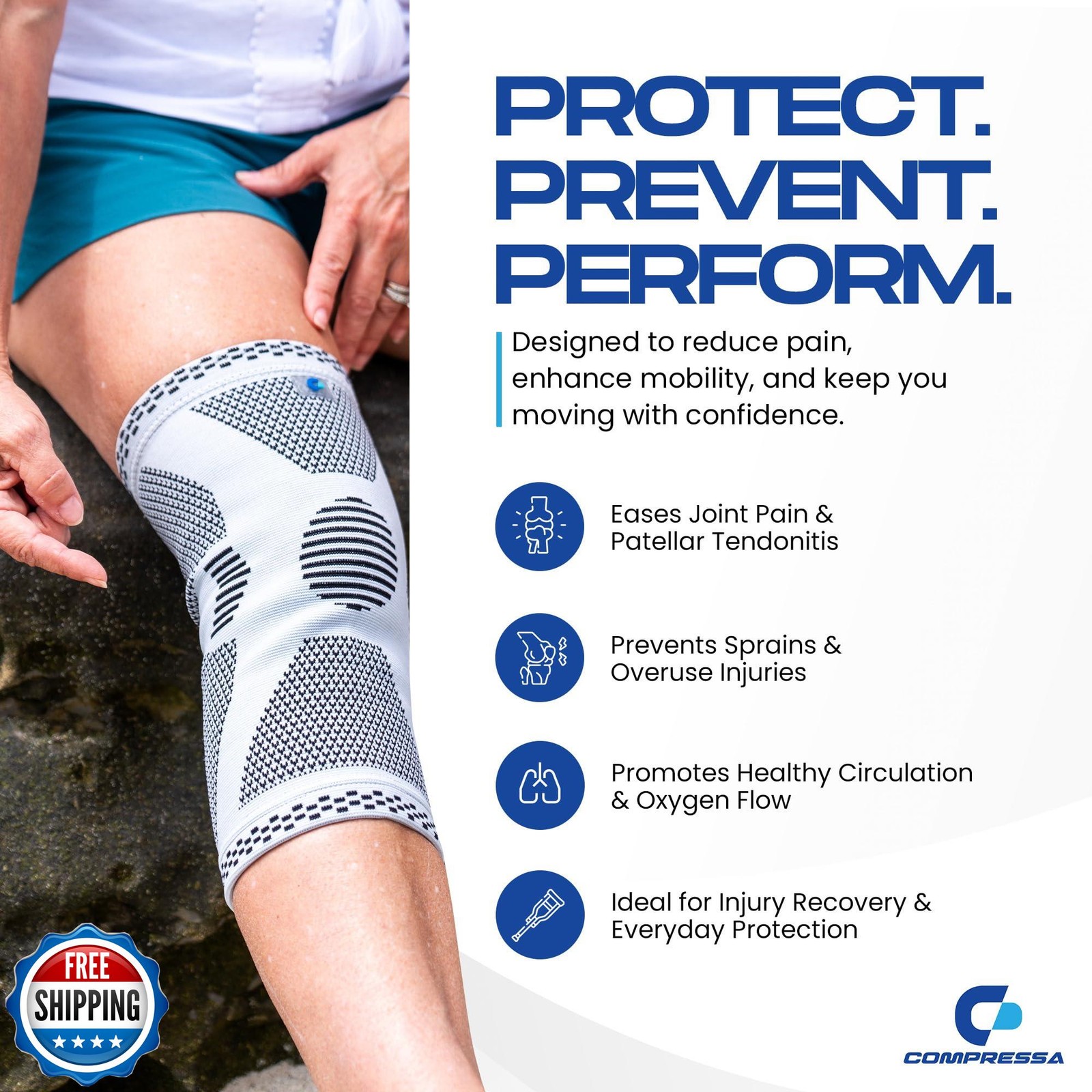Compressa Knee Sleeve for Women and Men (XX-Large) – Non-Slip Compression Sup