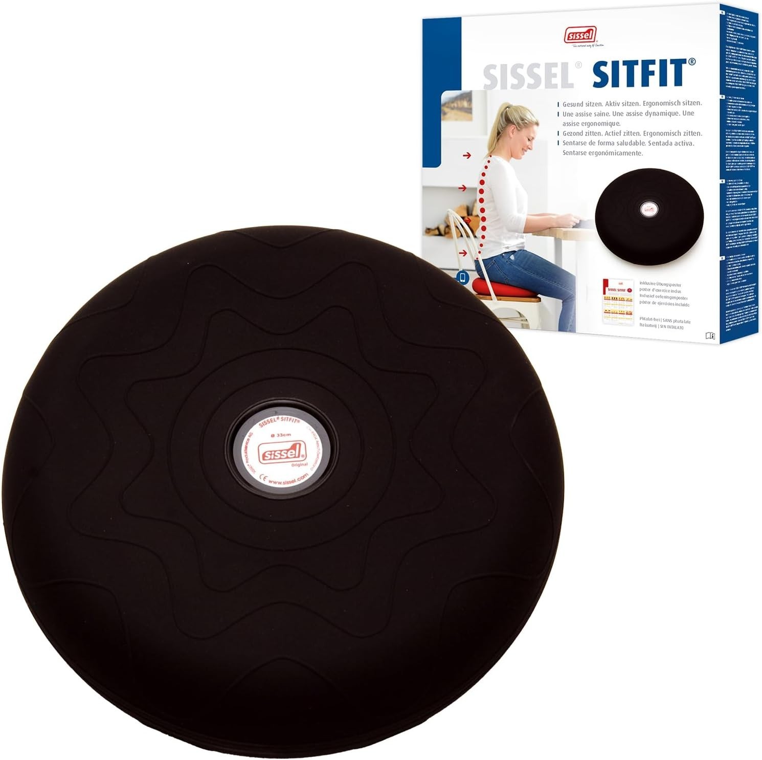 SITFIT 33 cm Black | Active Sitting & Training | Strengthens Back & Pelvic Fl…